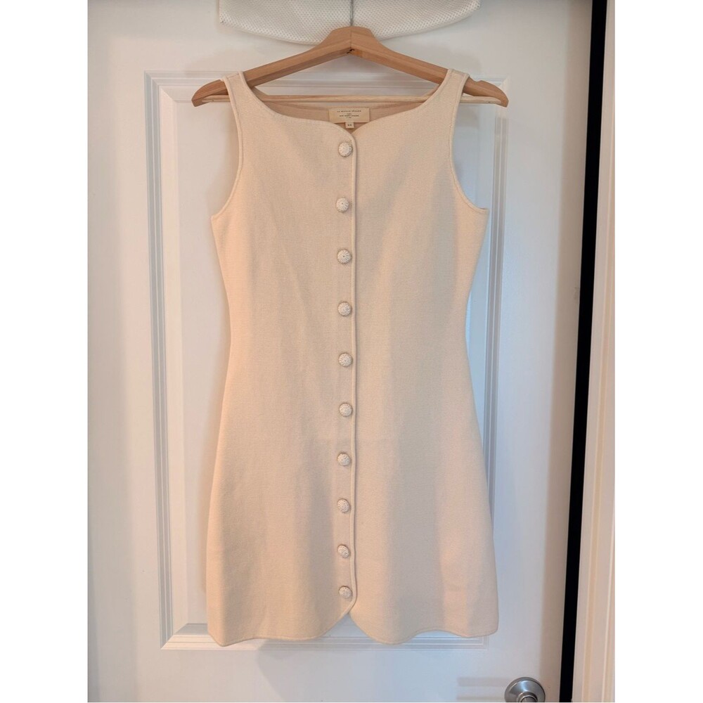 NWOT Sezane Classic Cream Button-Front Sleeveless Knit Cotton CHARLIE Dress - Picture 4 of 11
